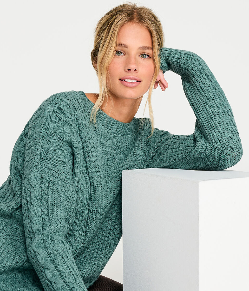 Cable-Knit Tunic Sweater