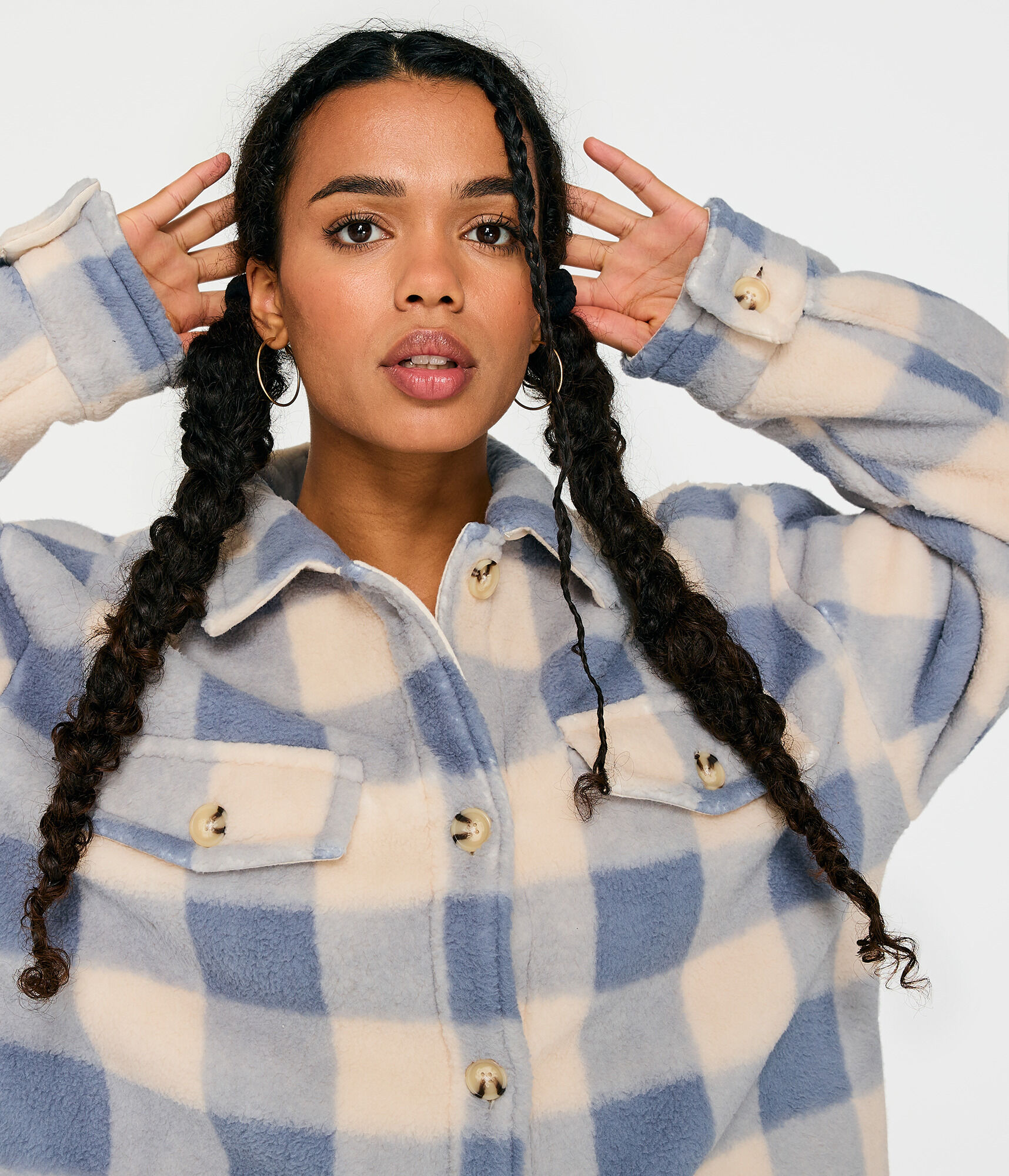 Plaid Oversized Sherpa Shacket