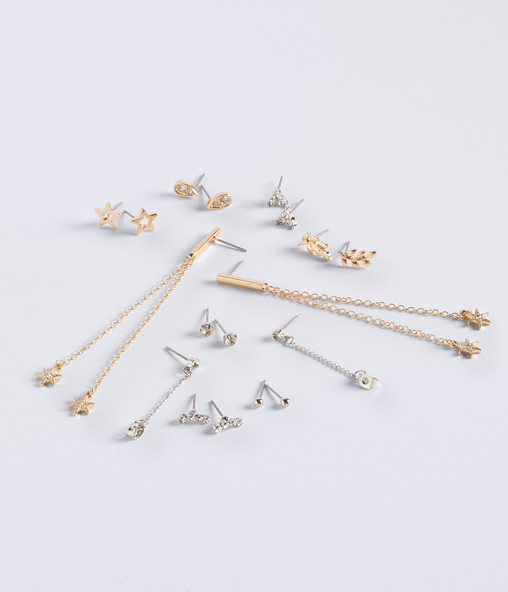 Metallic Star Stud Earring 9-Pack