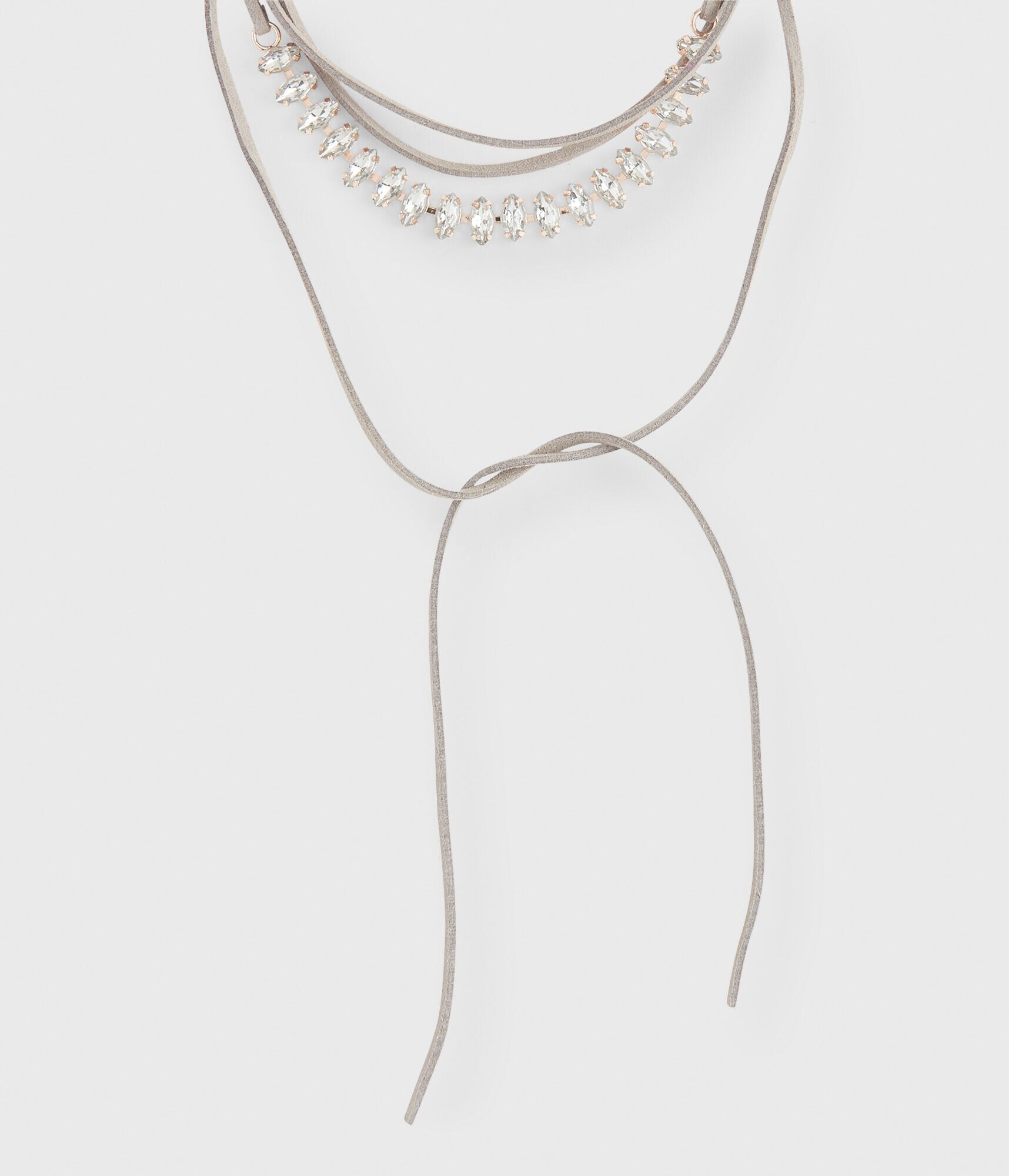 Oval Rhinestone Choker Lariat Long-Strand Necklace