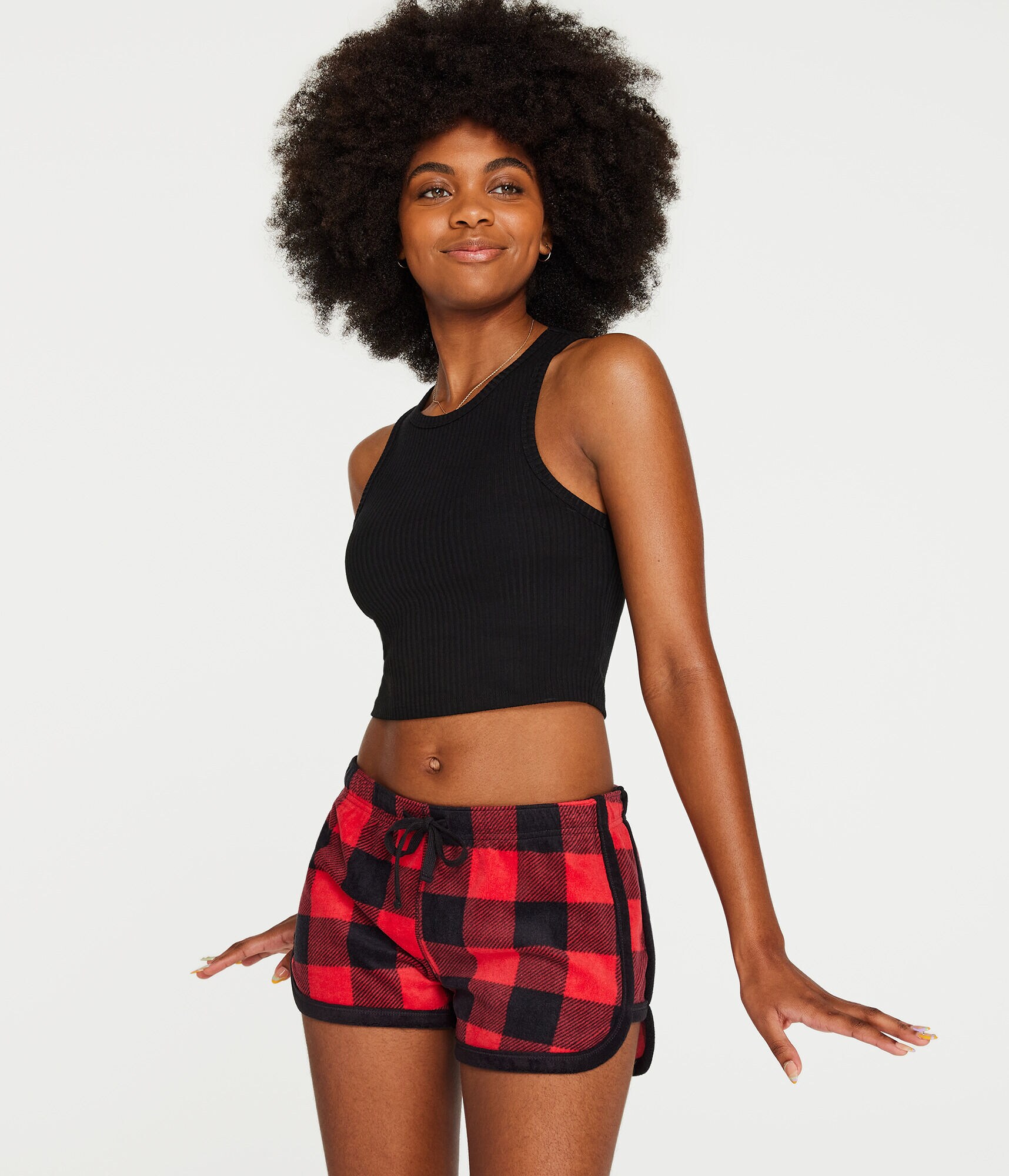 Buffalo Plaid Polyfleece Sleep Shorts
