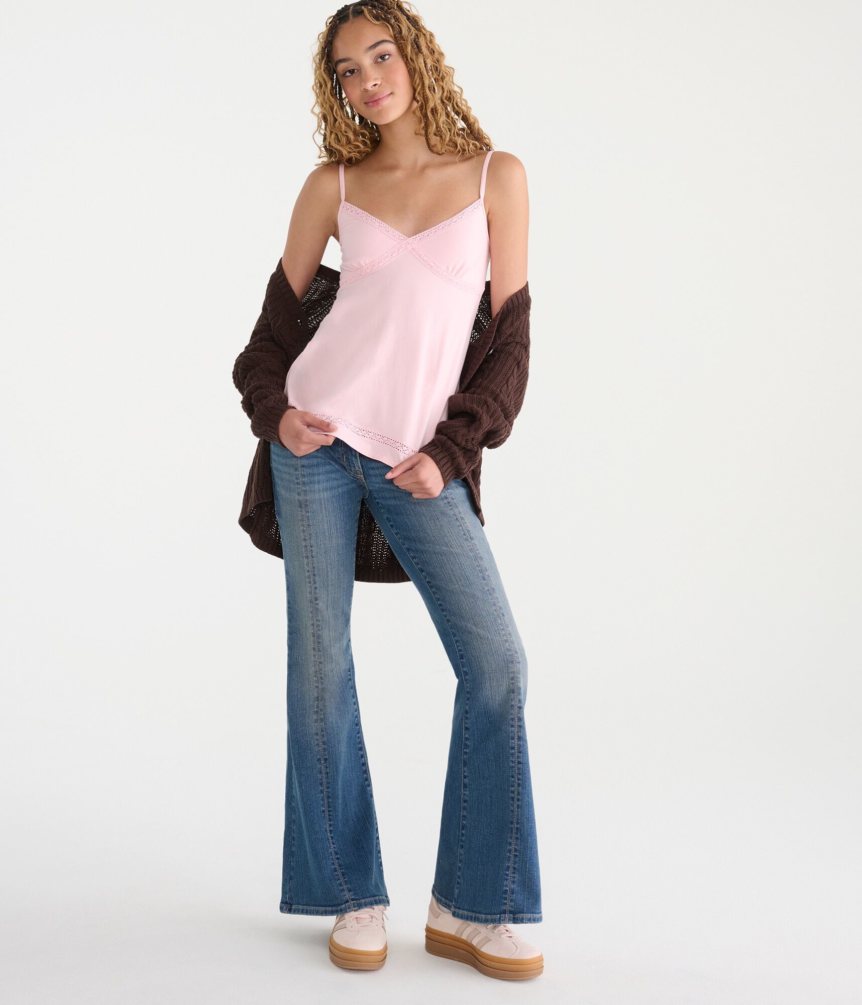Crisscross Lace V-Neck Babydoll Cami