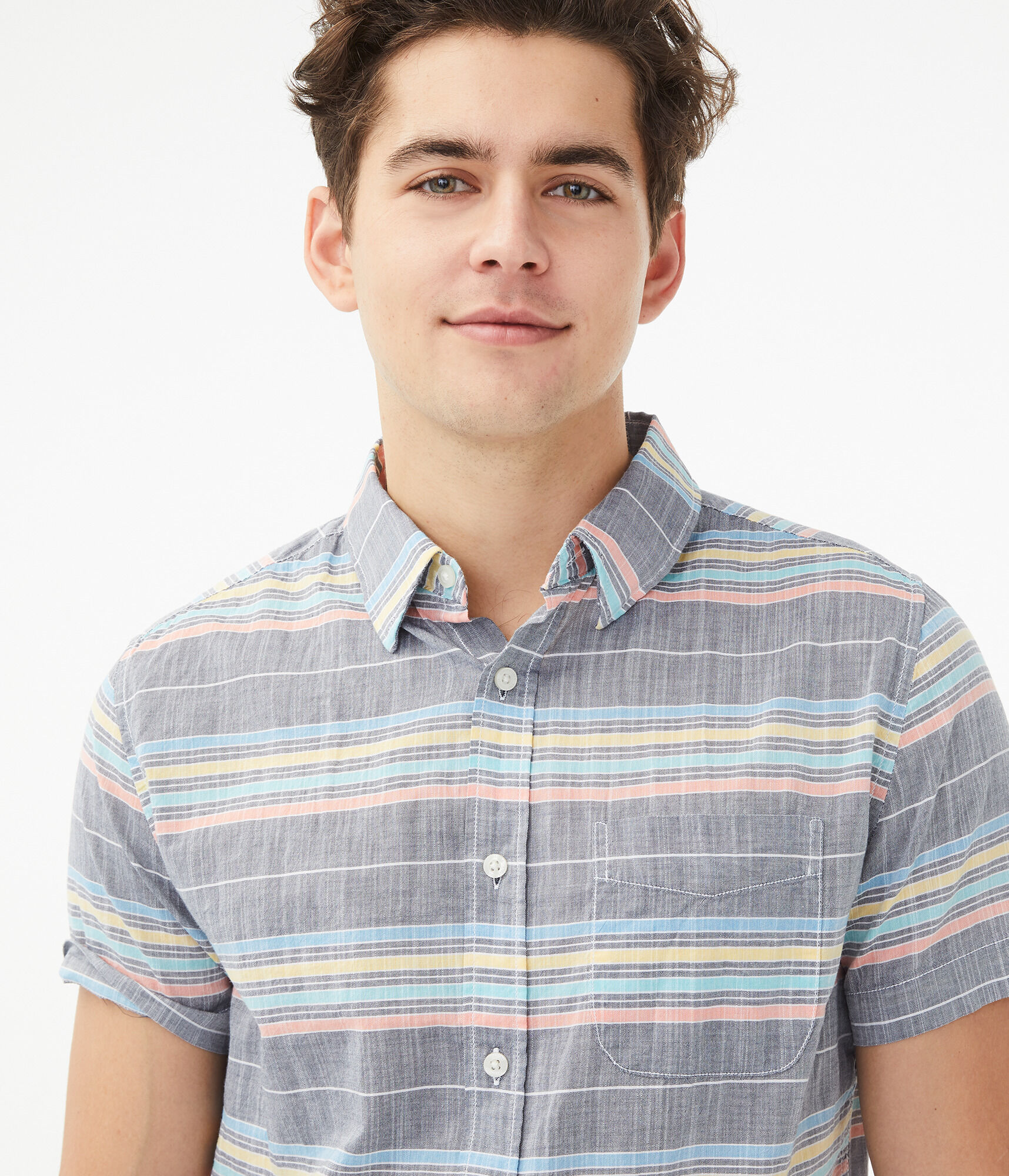 Faded Multi-Stripe Button-Down Shirt