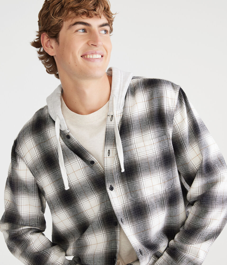 Long Sleeve Plaid Hooded Flannel Shirt - PDP MERGED TO 62346031