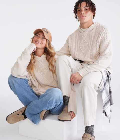 Oversized Hooded Cable Sweater Oversized Hooded Cable Sweater