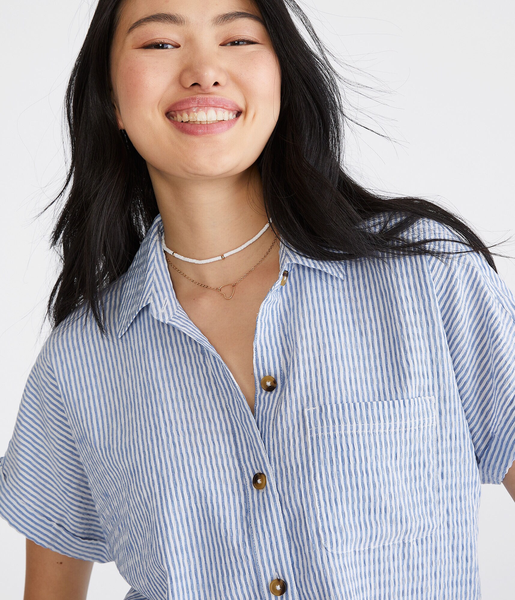 Vertical Stripe Camp Shirt