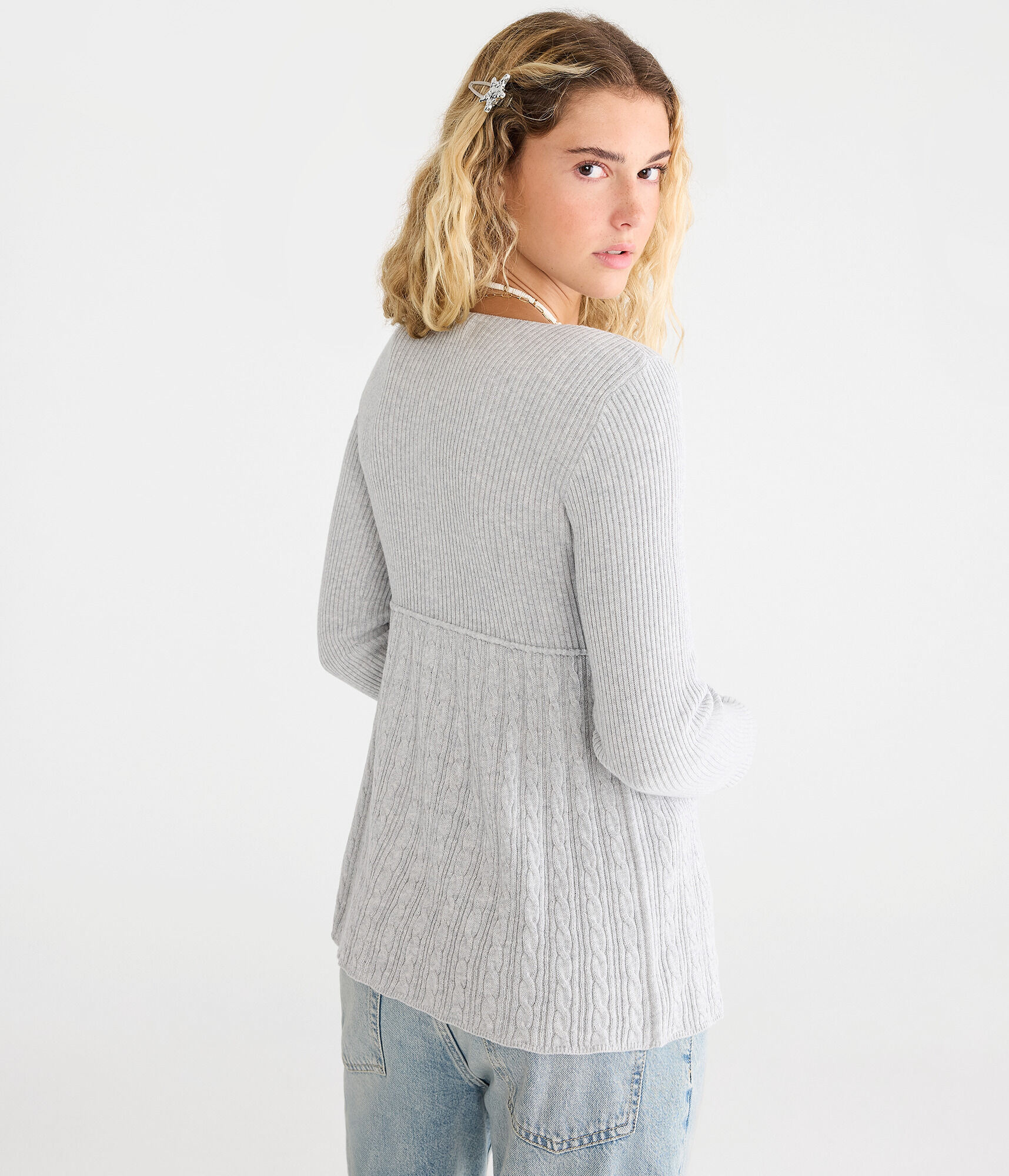 Cable Square-Neck Babydoll Sweater