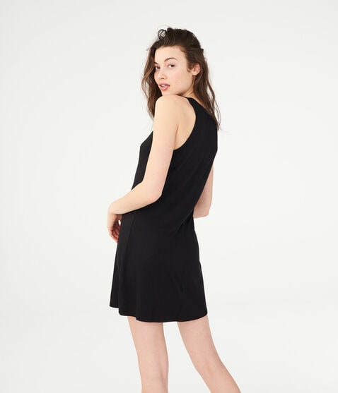 Solid Lace-Up Shift Dress Solid Lace-Up Shift Dress