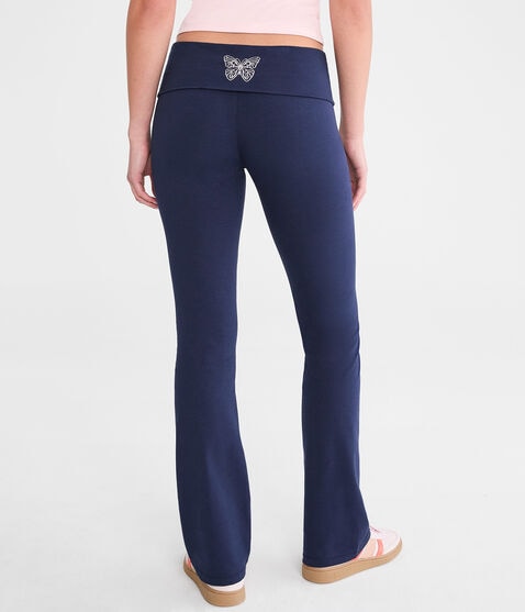 Butterfly Mid-Rise Fold-Over Flare Leg Pants Butterfly Mid-Rise Fold-Over Flare Leg Pants
