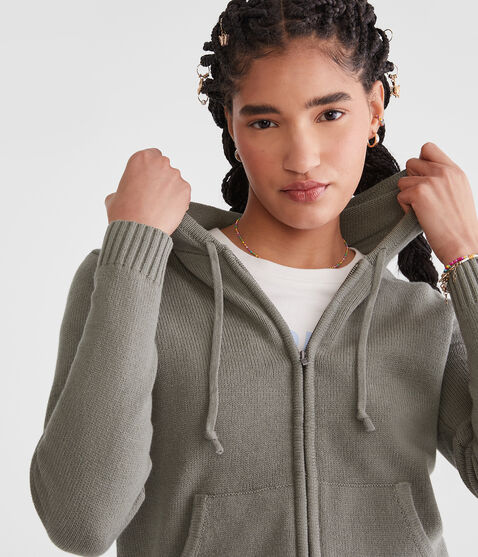 Solid Full-Zip Hooded Sweater Solid Full-Zip Hooded Sweater