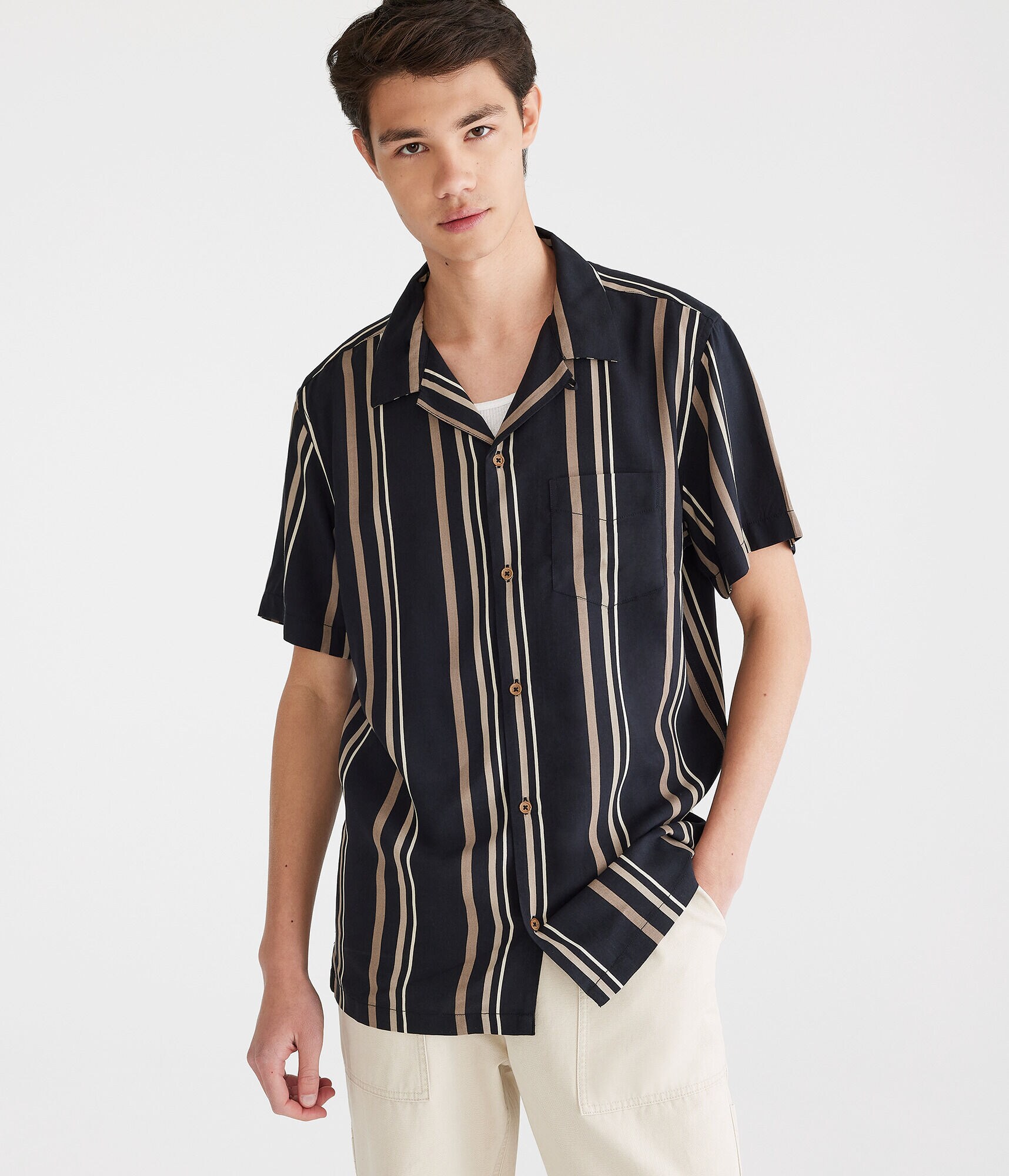 Vertical Stripe Camp Shirt