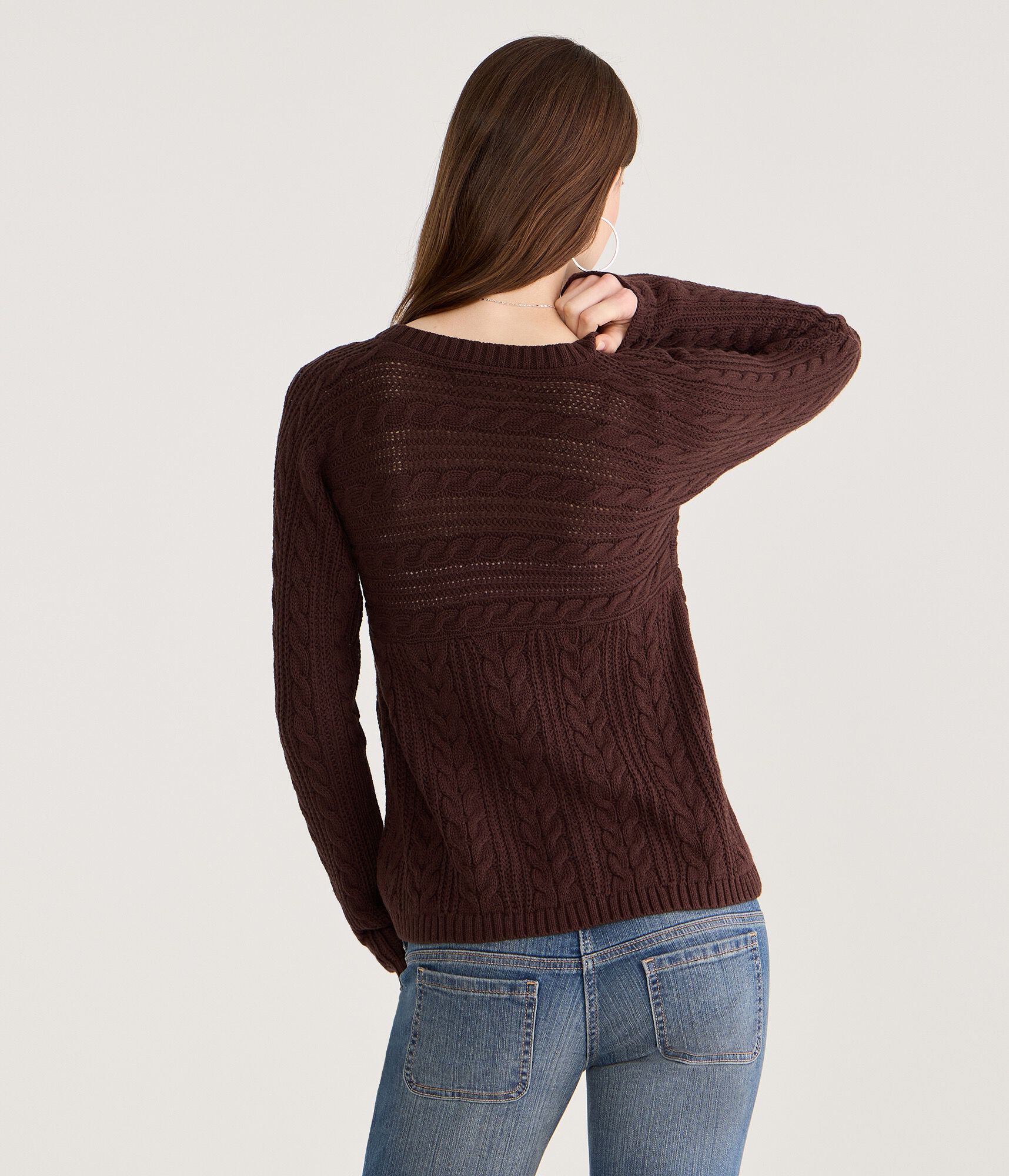 Babydoll One-Button Cable Cardigan