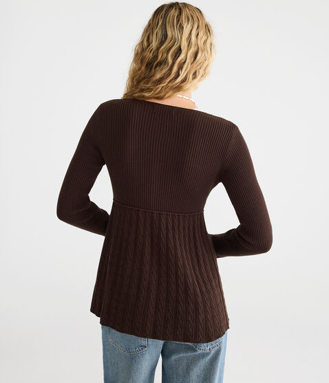 Cable Square-Neck Babydoll Sweater Cable Square-Neck Babydoll Sweater