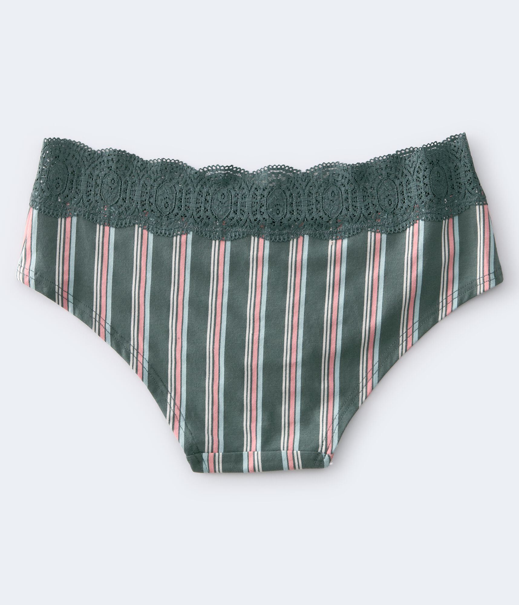 Vertical Stripe Lace-Trim Hipster
