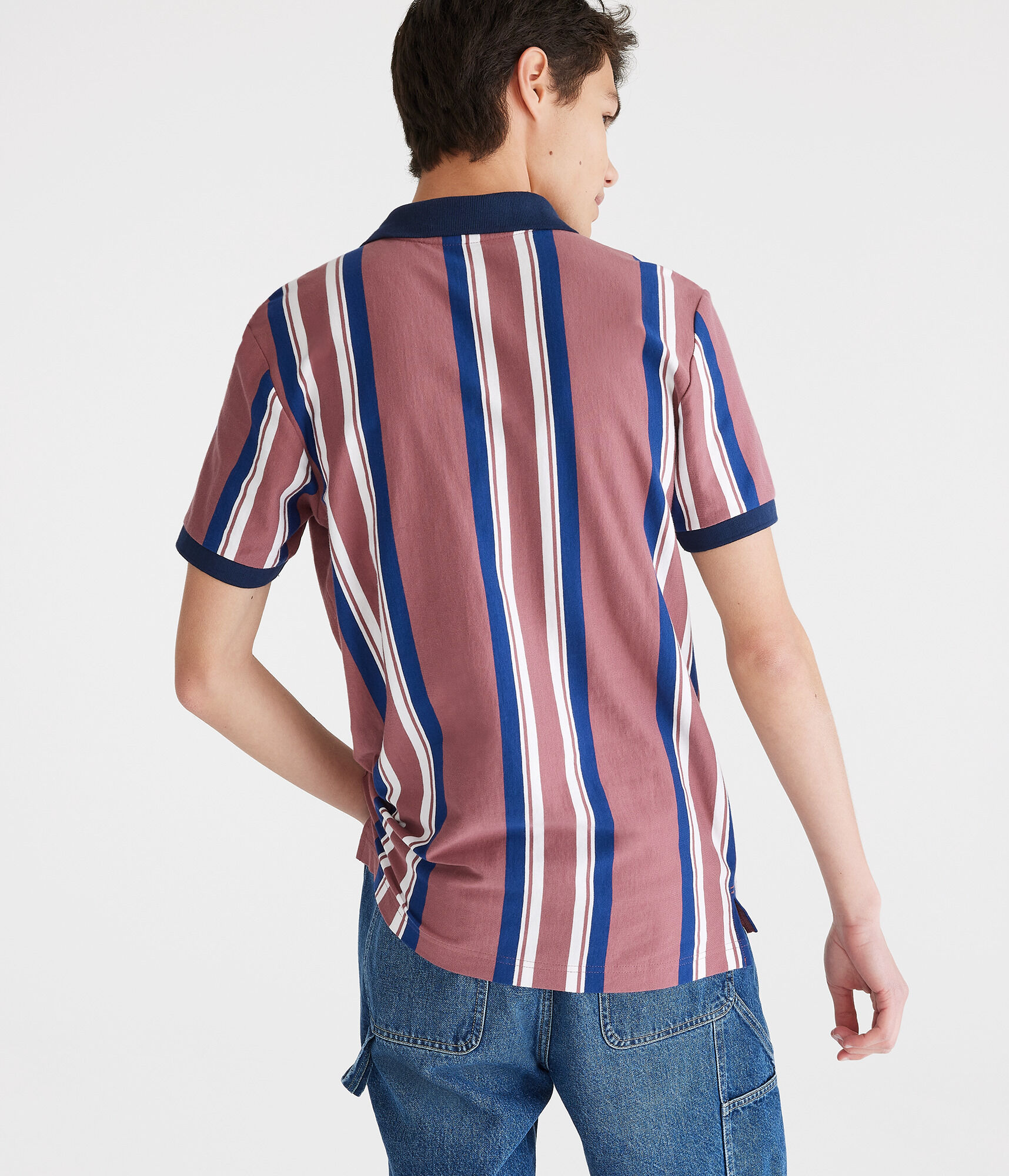 Vertical Stripe Jersey Polo