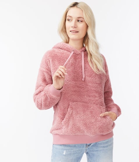 Oversized Sherpa Fleece Pullover Hoodie