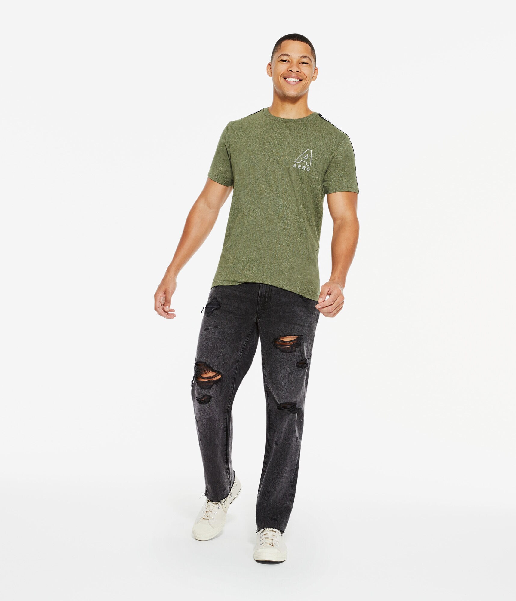 Aero Logo Sleeve Tape Stretch Graphic Tee