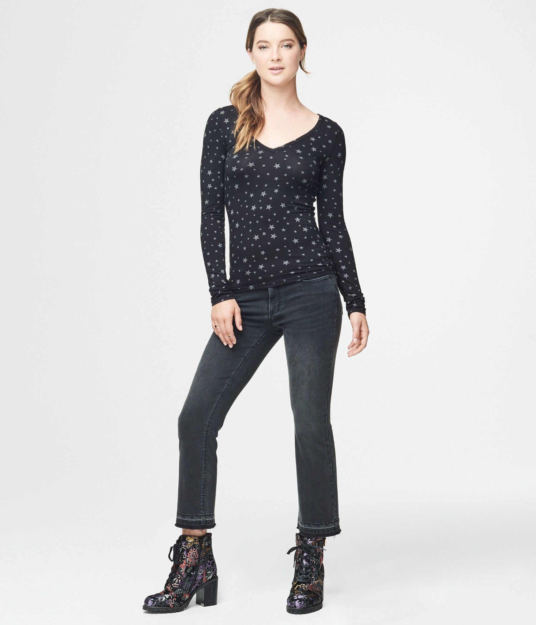 Long Sleeve Seriously Soft Starry V-Neck Tee