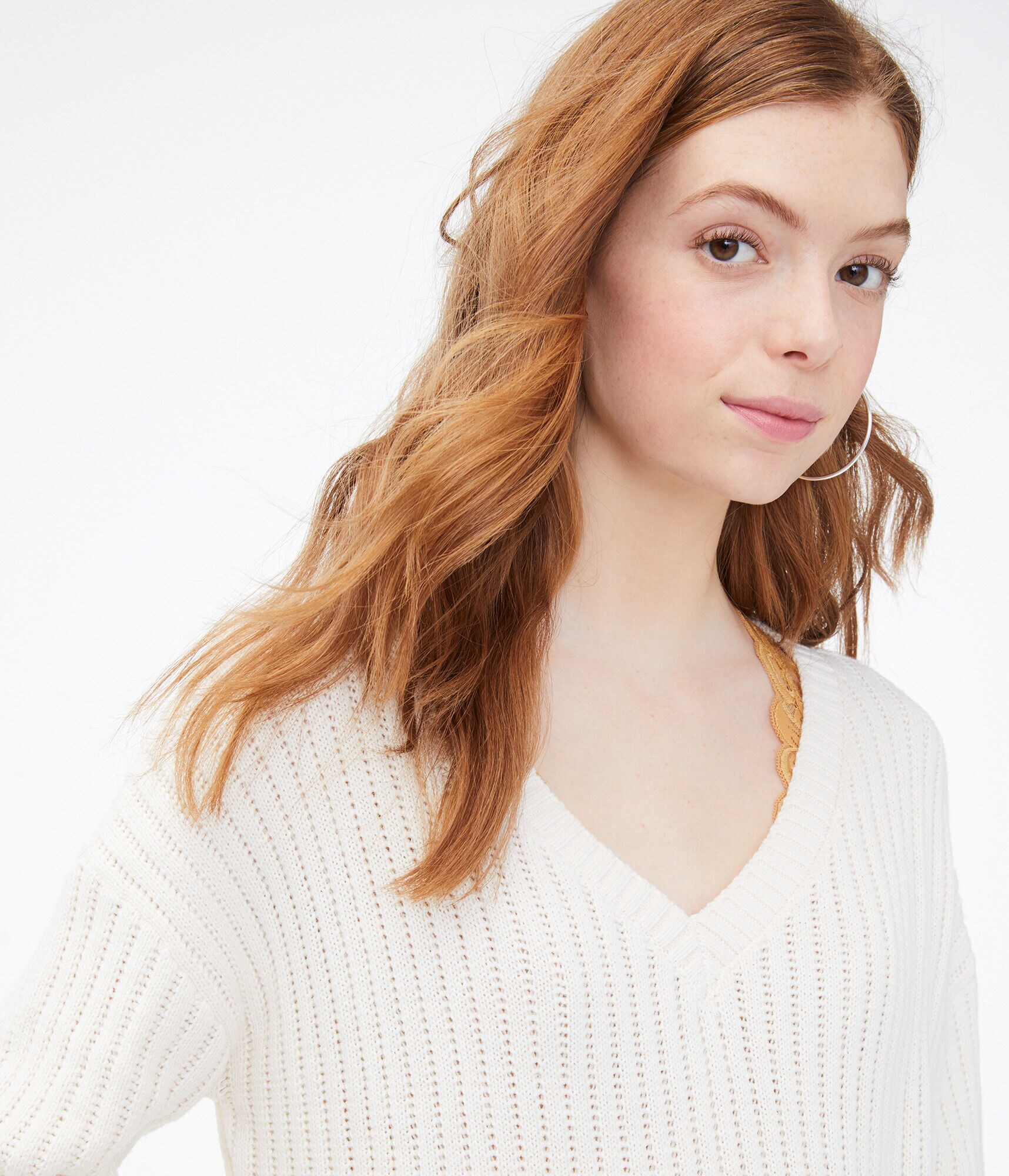 Cropped V-Neck Sweater