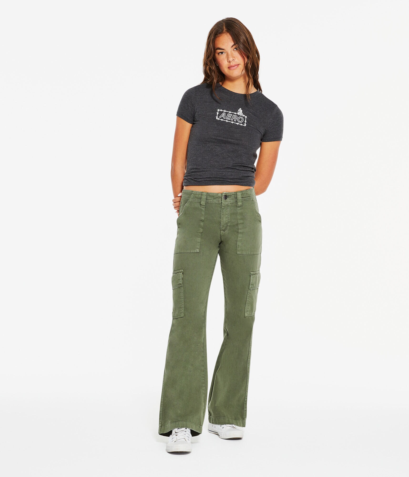 Aero Barbed Wire Box Logo Flocked Graphic Tee