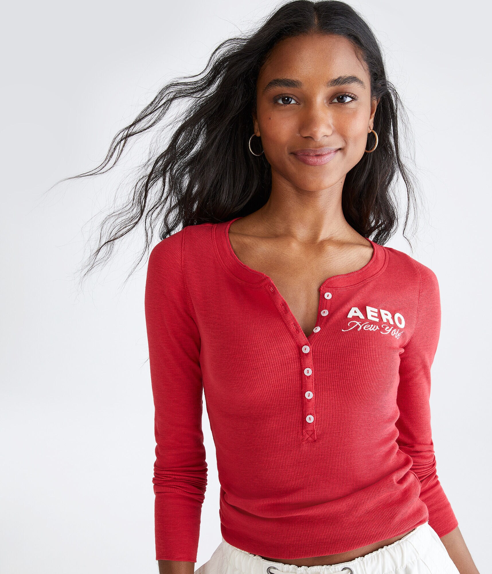 long sleeve aero new york graphic henley