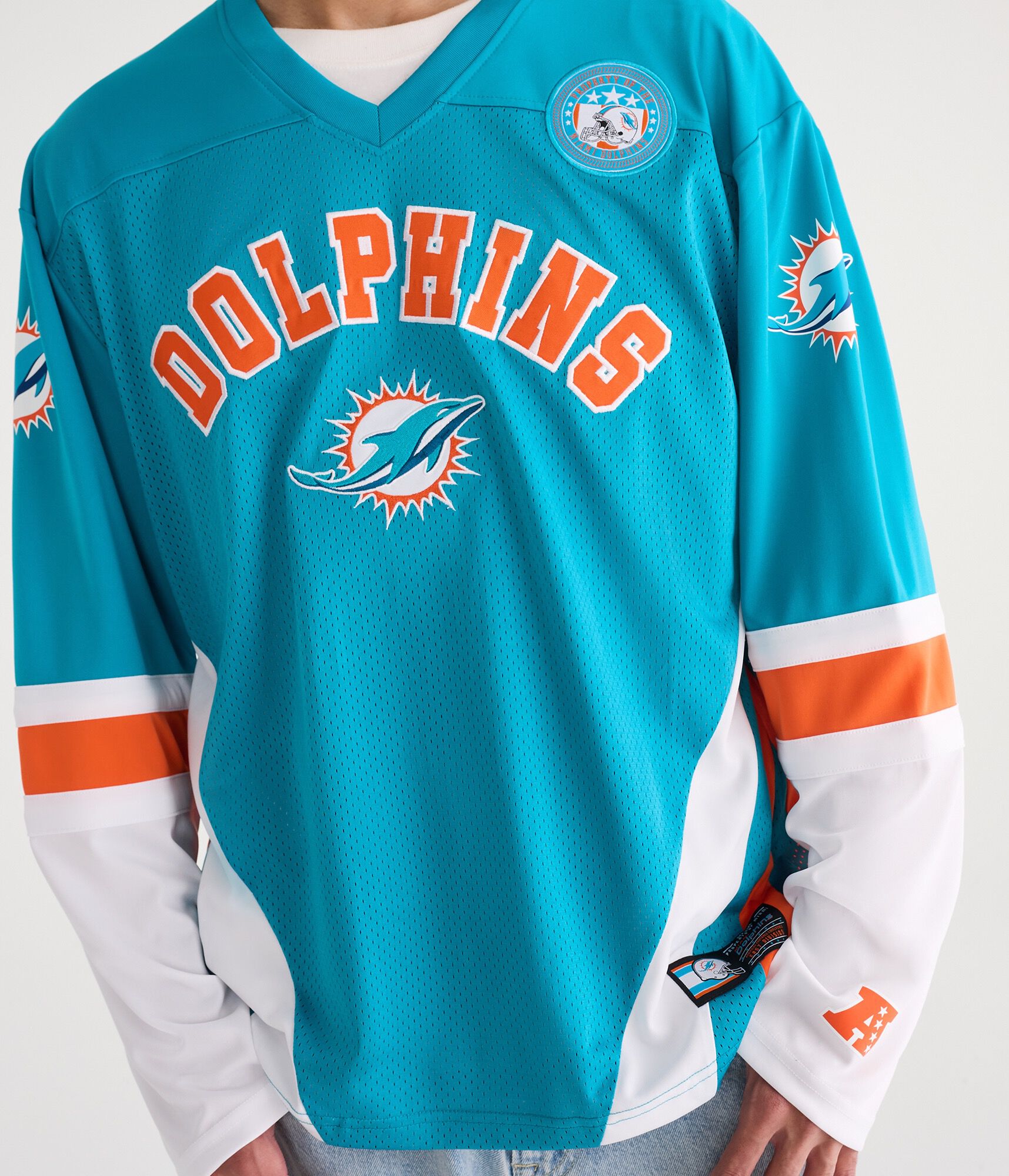 Long Sleeve Miami Dolphins Mesh Top