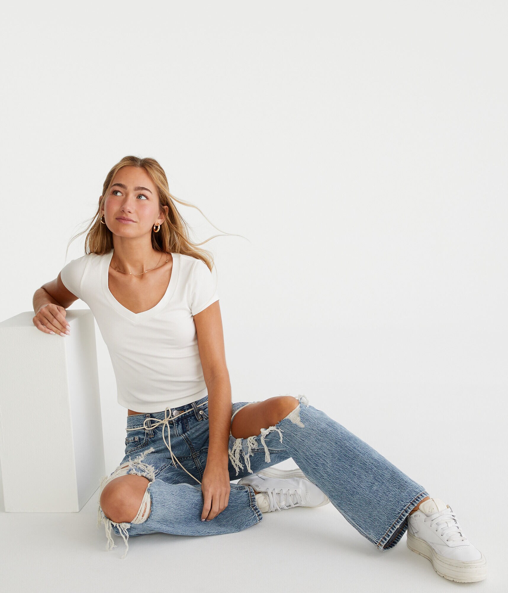 Seriously Soft Ribbed V-Neck Baby Tee