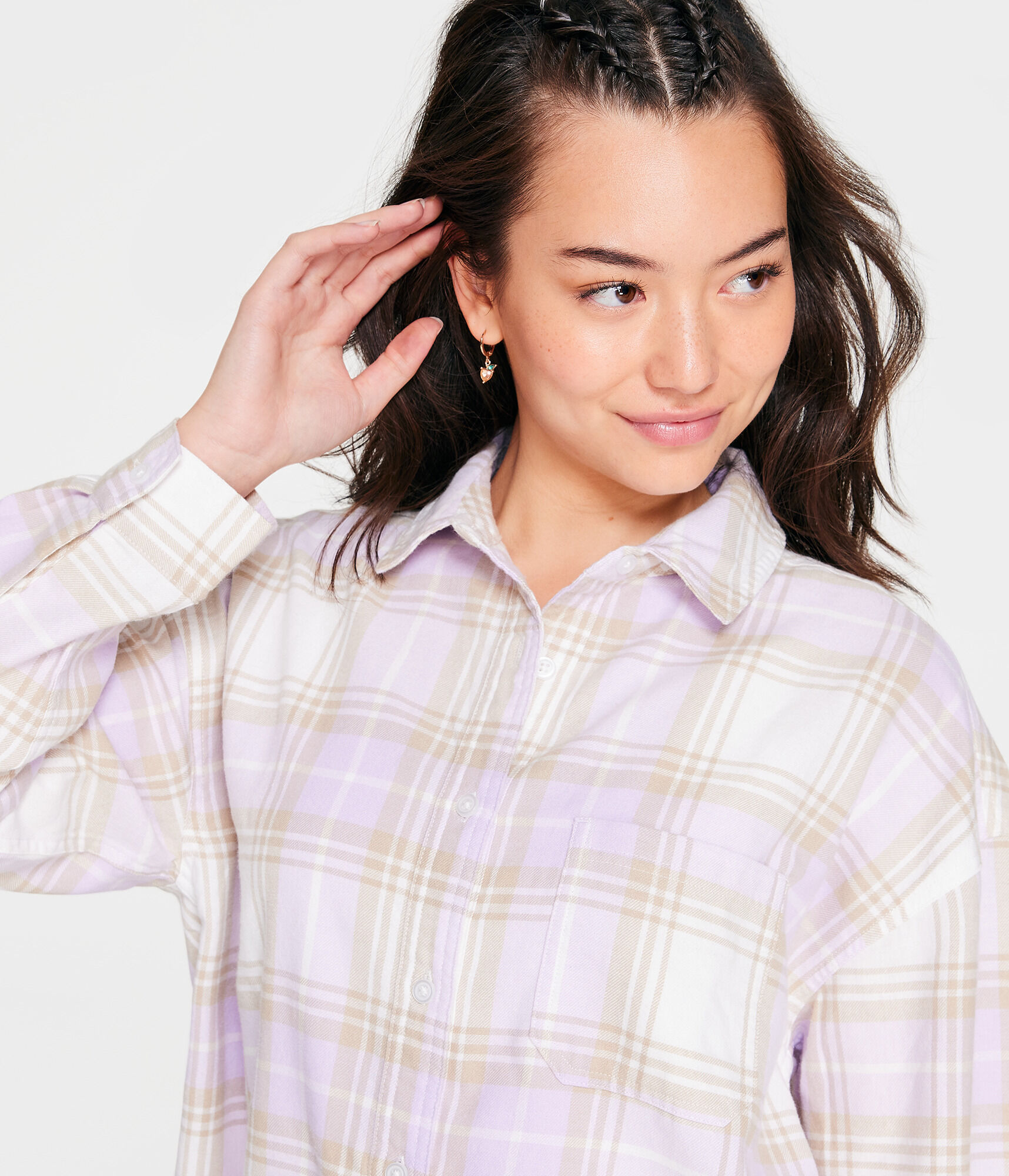 Long Sleeve Oversized Plaid Flannel Shirt