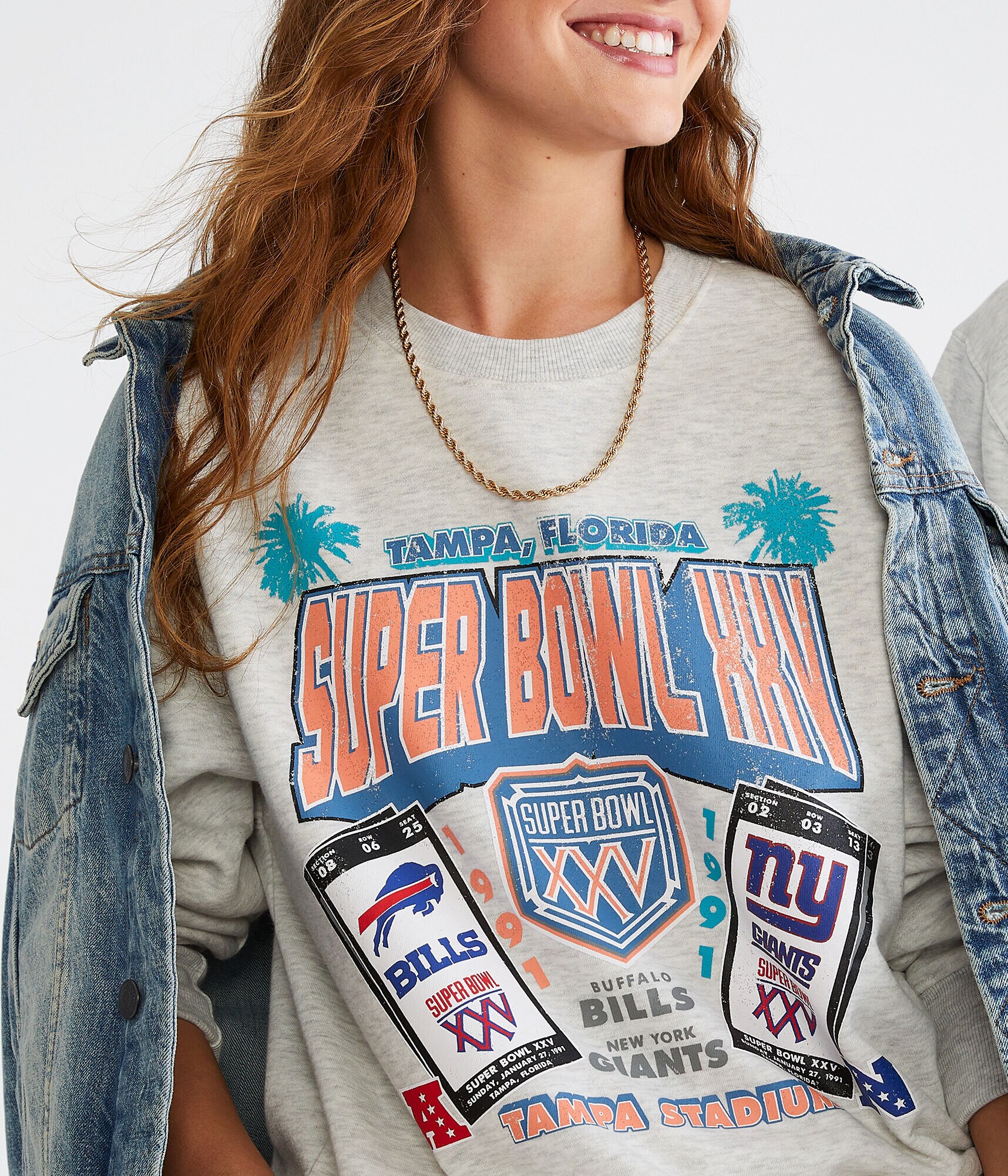 Super Bowl XXV Bills &amp; Giants Crew Sweatshirt