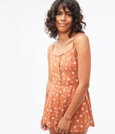 Floral Button-Front Romper