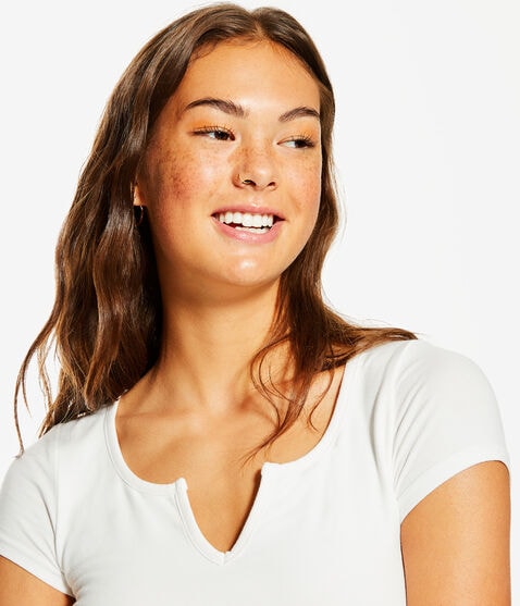 Notch-Neck Shrunken Tee