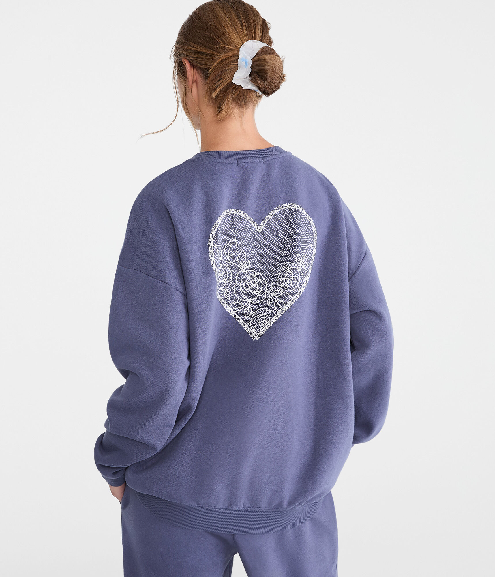 Cloud Soft Lace Heart Crew Sweatshirt