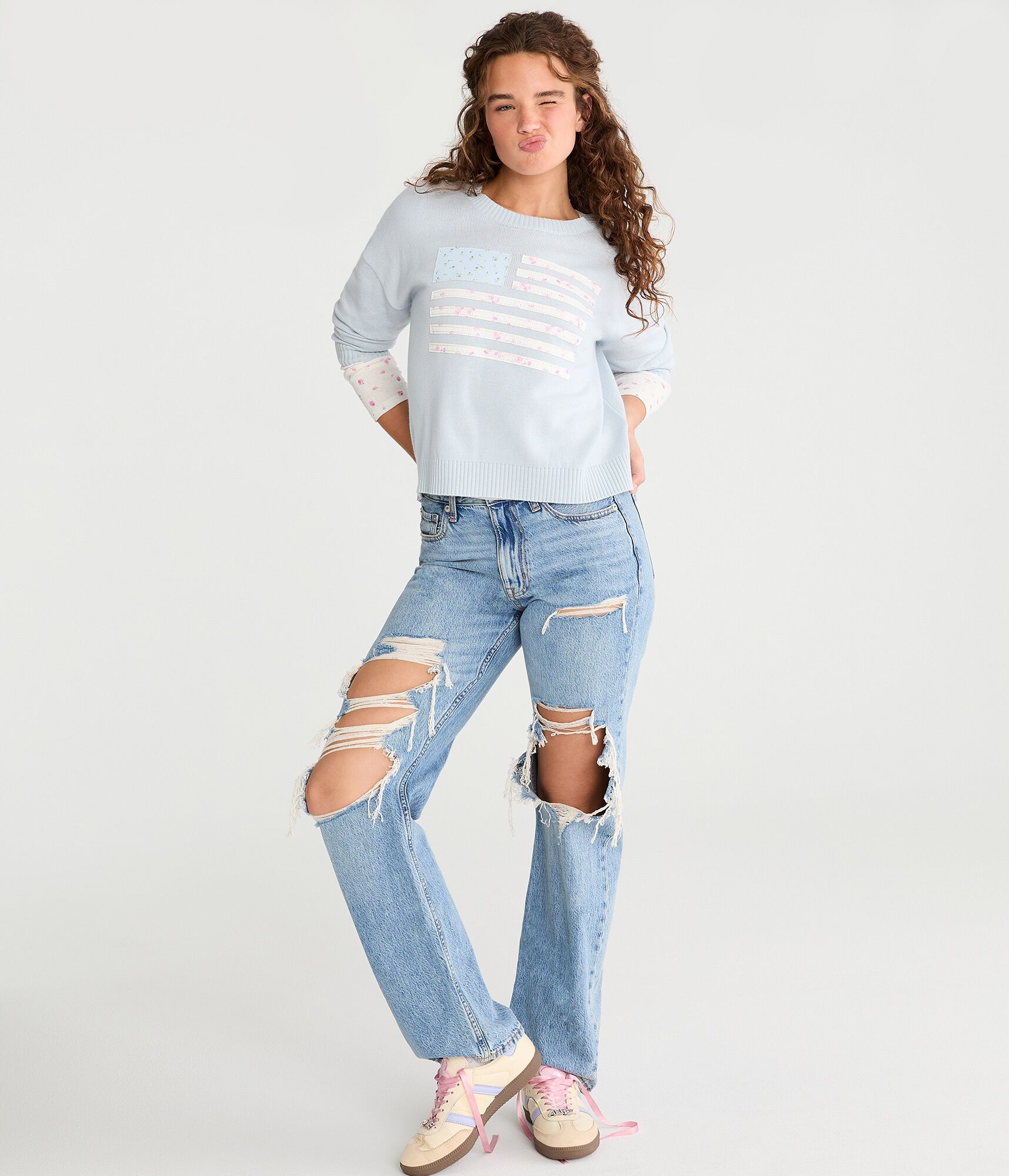 Patchwork Flag Crew Sweater