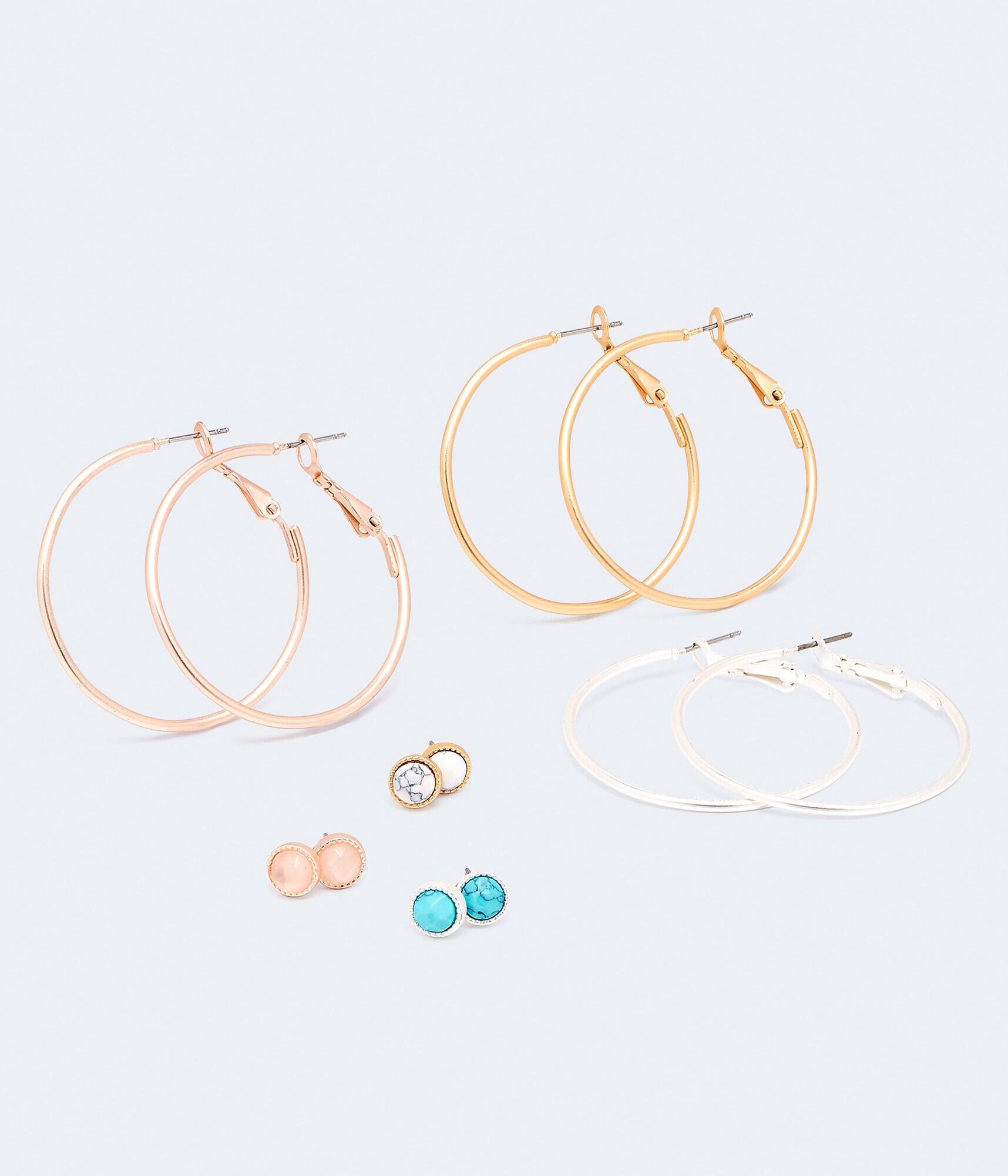 Hoop &amp; Semi-Precious Stud 6-Pack