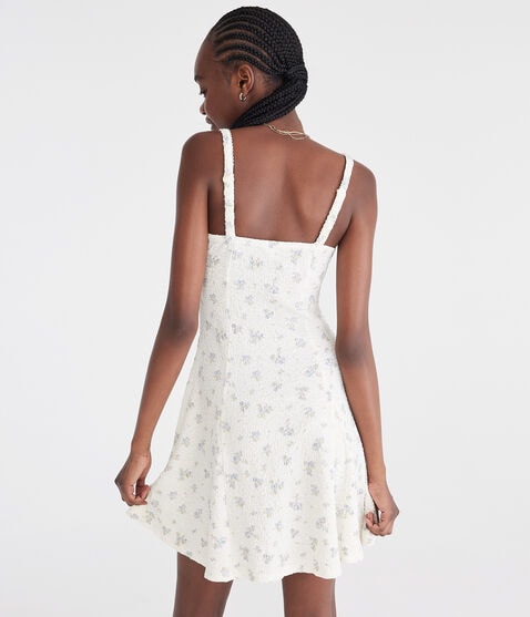 Floral Sweetheart Textured Mini Dress Floral Sweetheart Textured Mini Dress