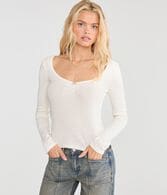 Long Sleeve Seriously Soft Cinch-Front Tee