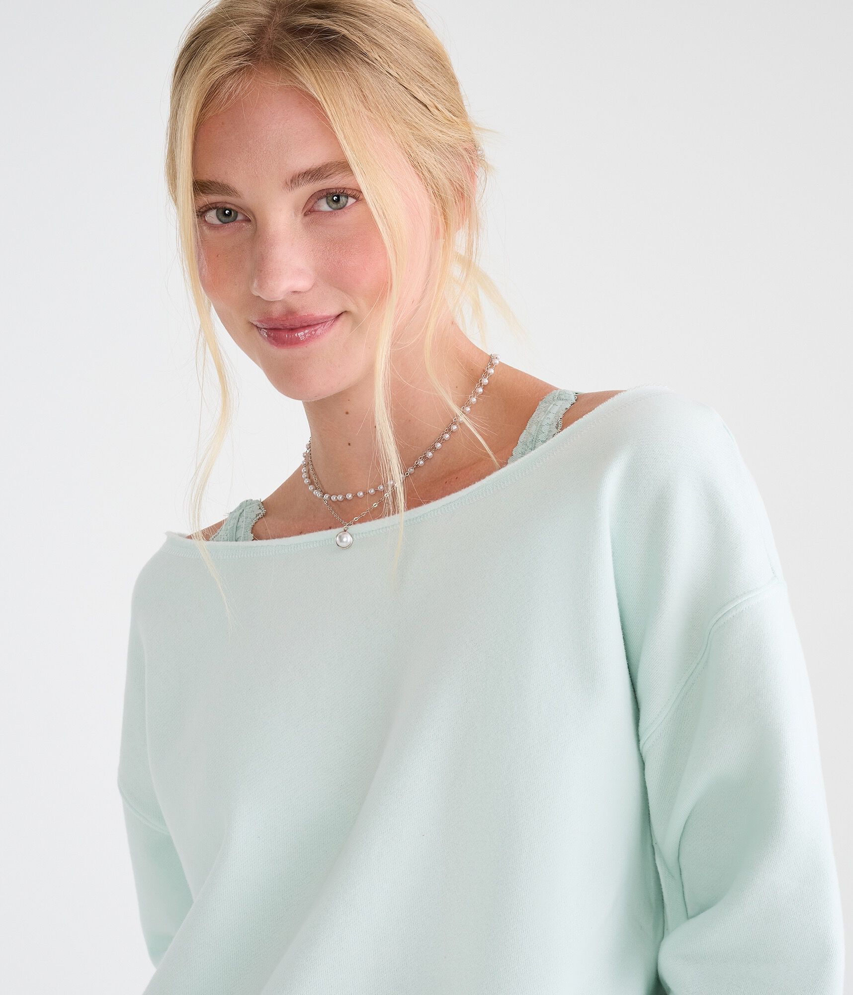 Cloud Soft Cinched Waist Off-The-Shoulder Sweatshirt