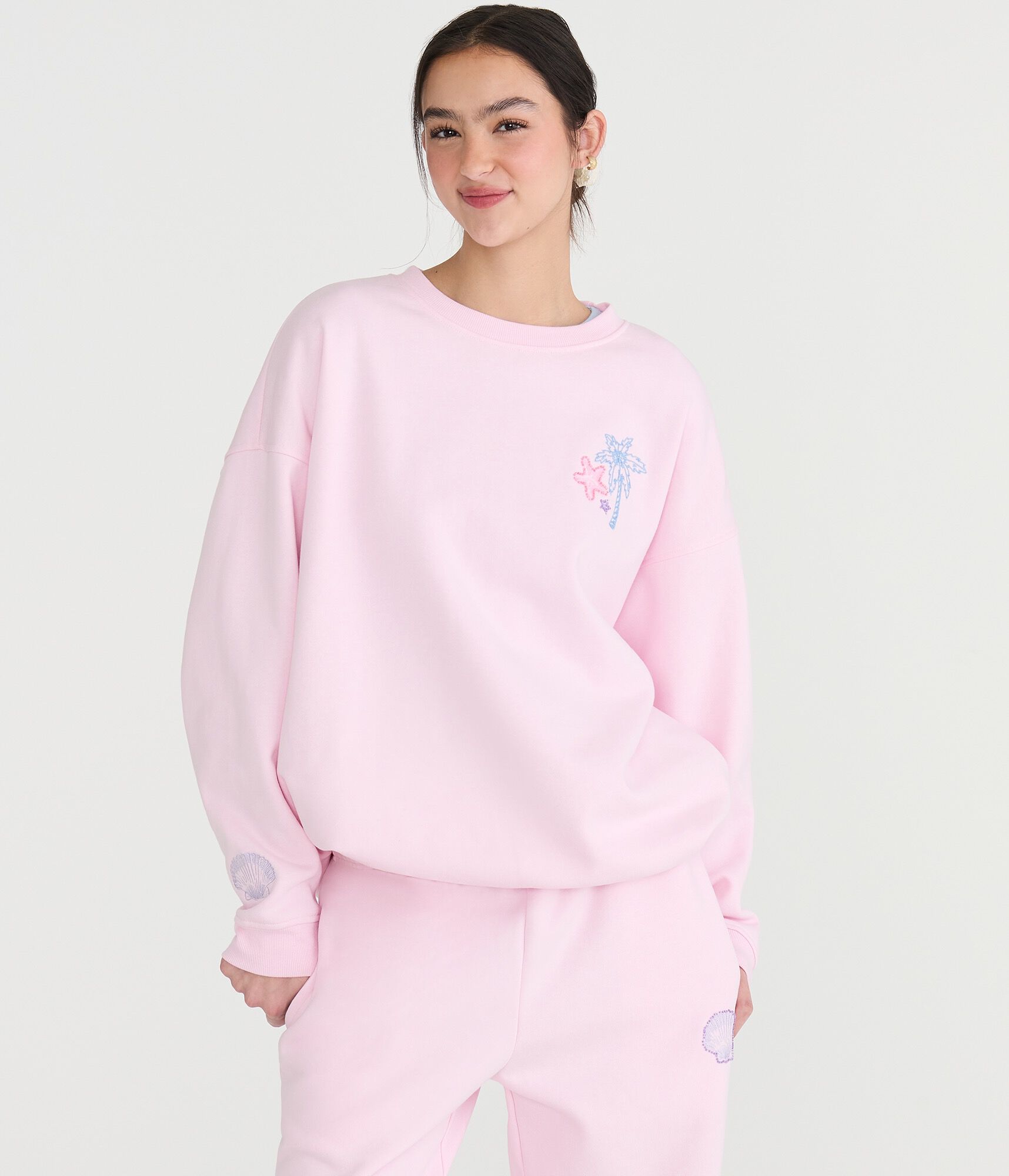 Cloud Soft Sea Shell Heart Crew Sweatshirt