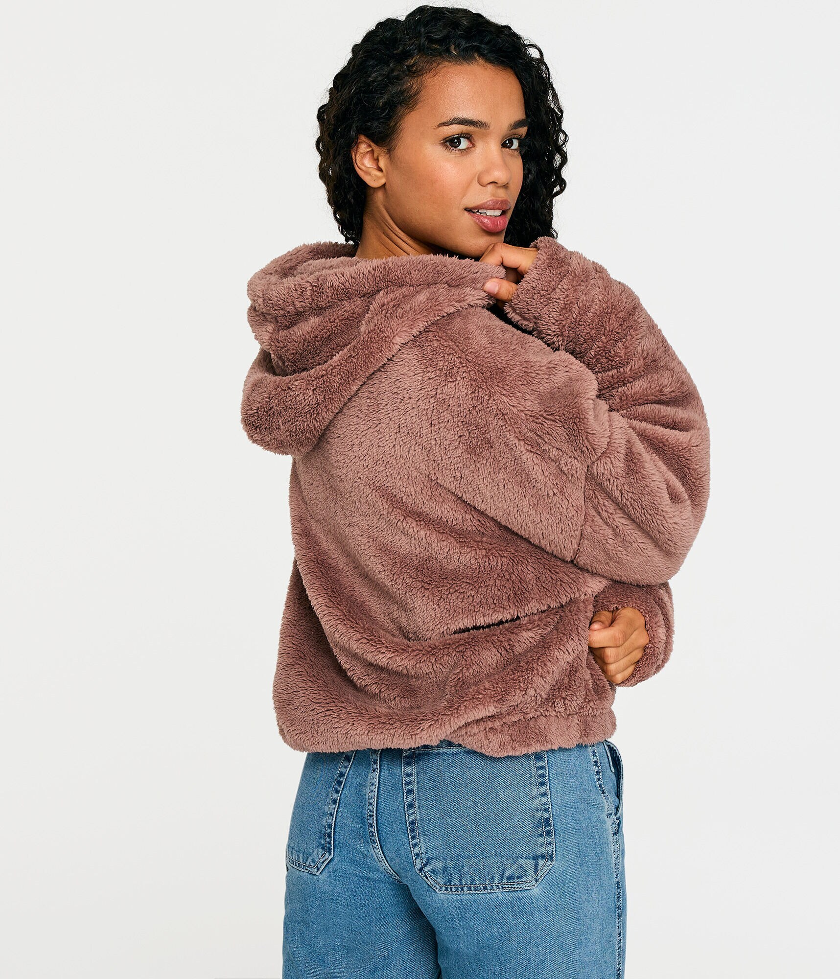 Sherpa Fleece Oversized Full-Zip Hoodie