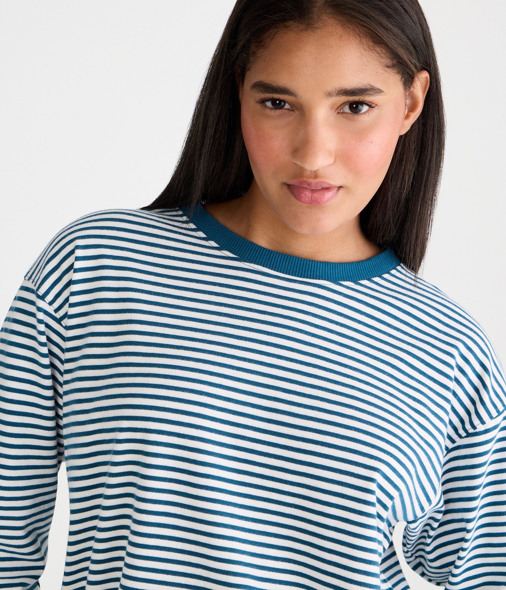Long Sleeve Striped Oversized Crew Tee
