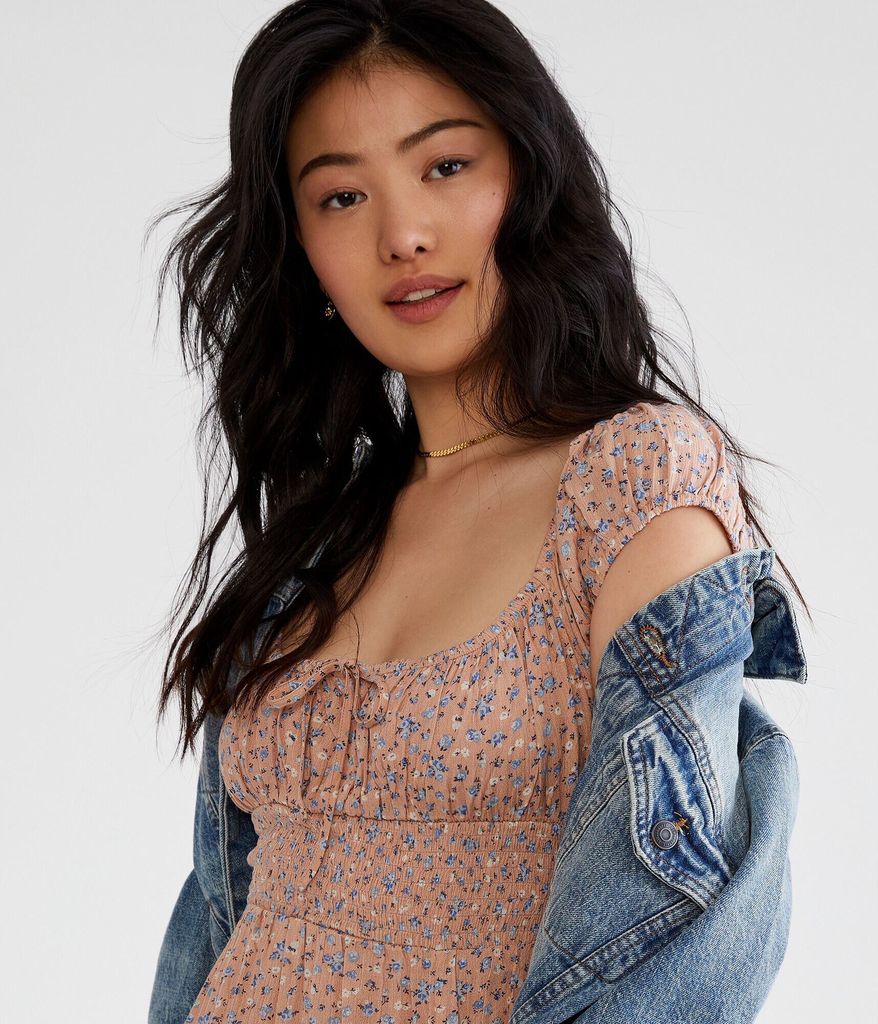 Floral Square-Neck Midi Dress