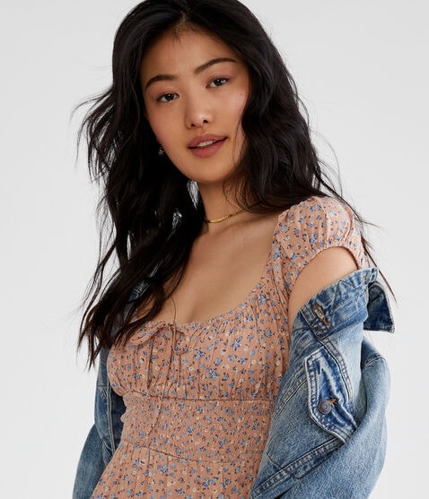 Floral Square-Neck Midi Dress Floral Square-Neck Midi Dress