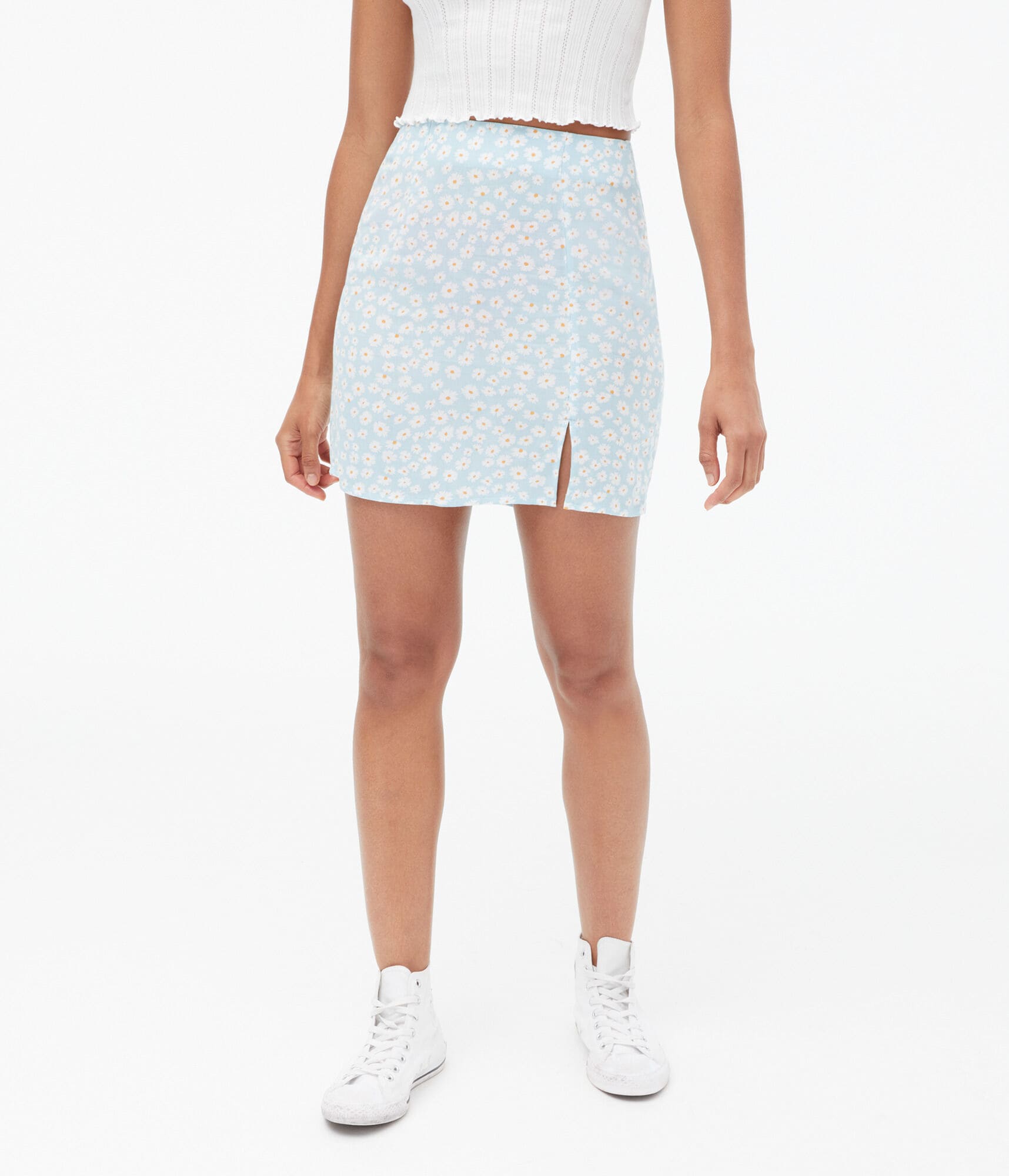 Floral High-Waisted Notch Skirt
