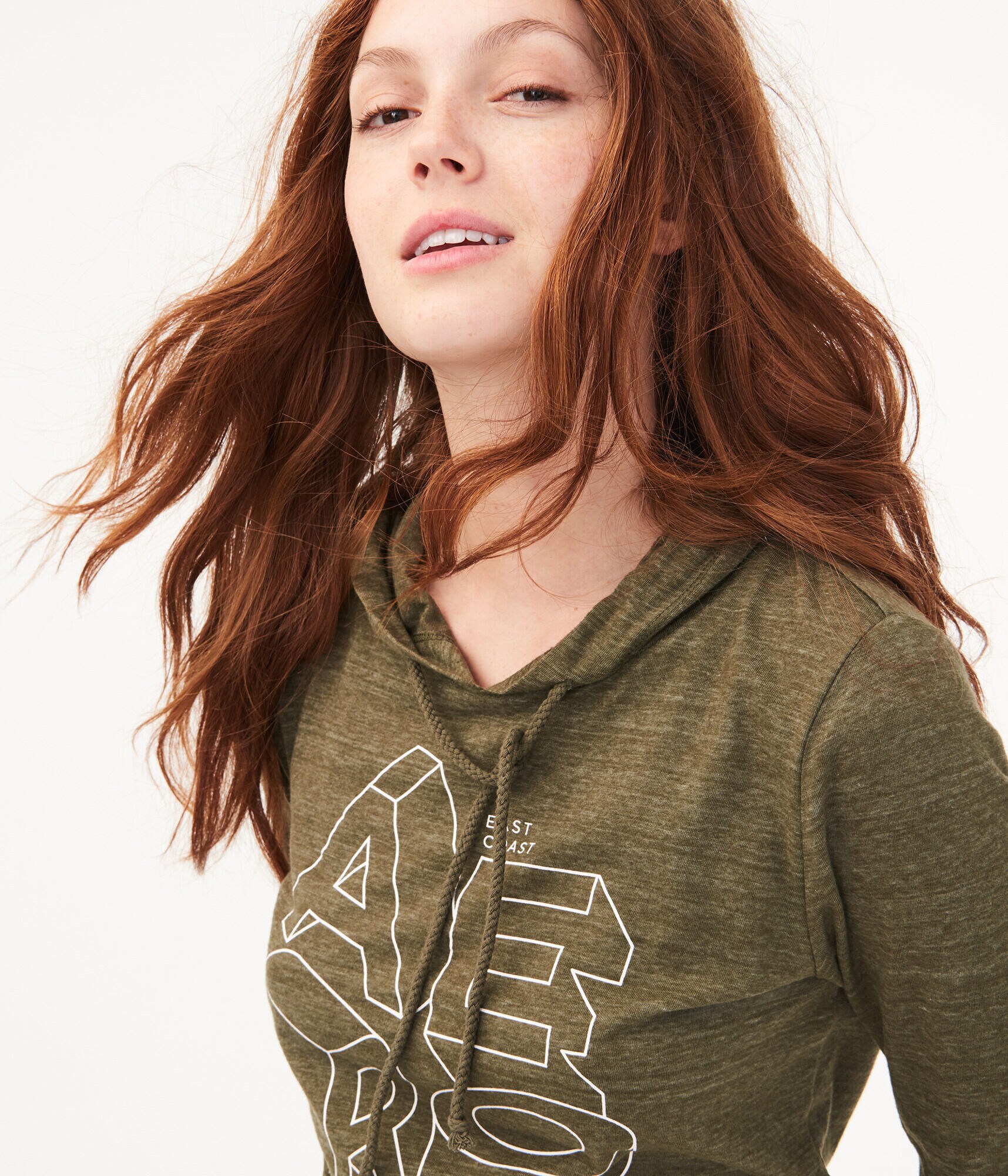 Long Sleeve Block Logo Hooded Top***