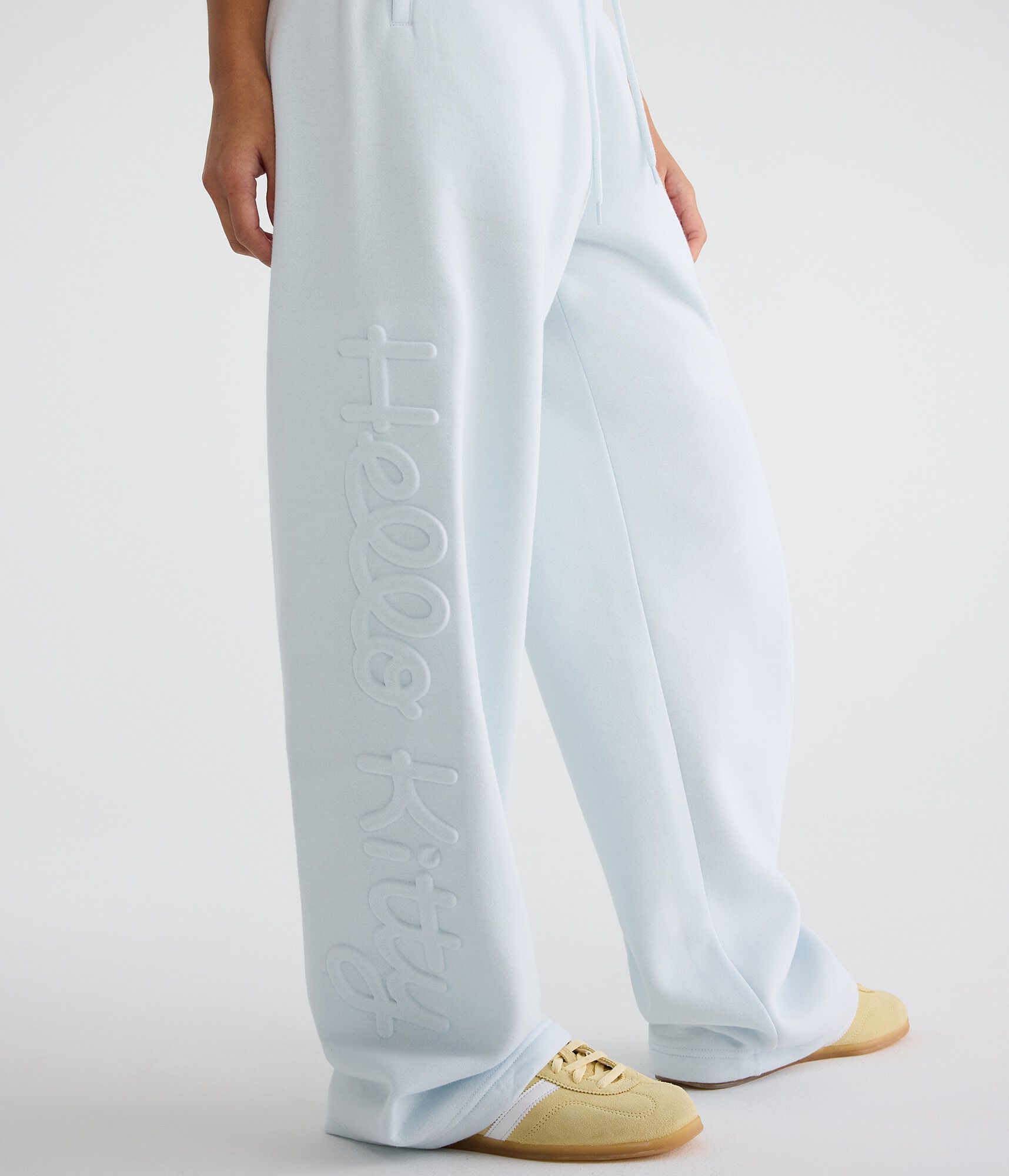 Hello Kitty Embossed Face Mid-Rise Straight Leg Sweatpants
