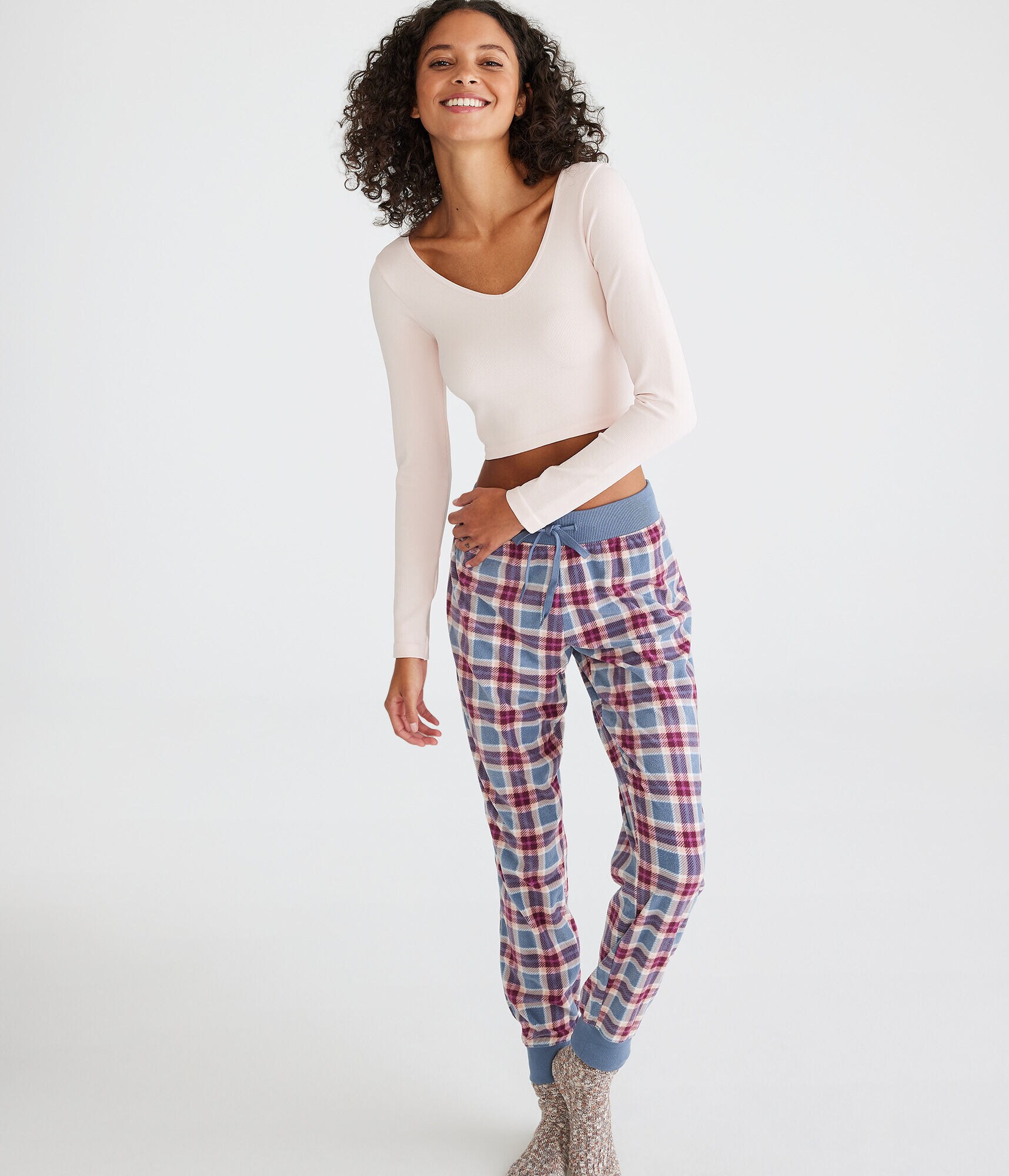 Plaid Polyfleece Sleep Joggers