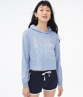 Repeating NYC Cropped Hooded Tee