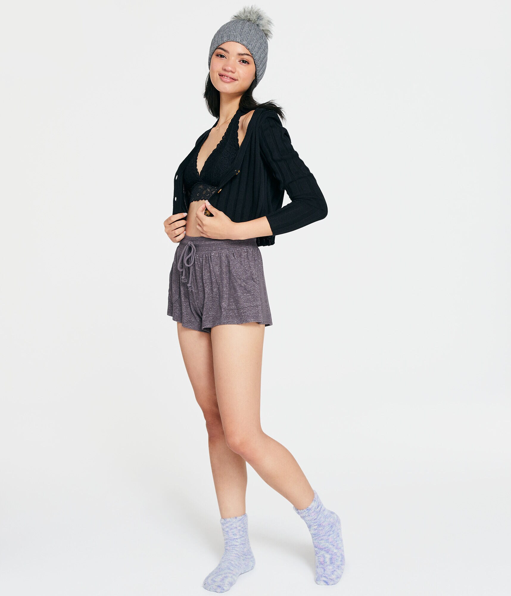 Fuzzy Fleece High-Rise Sleep Shorts