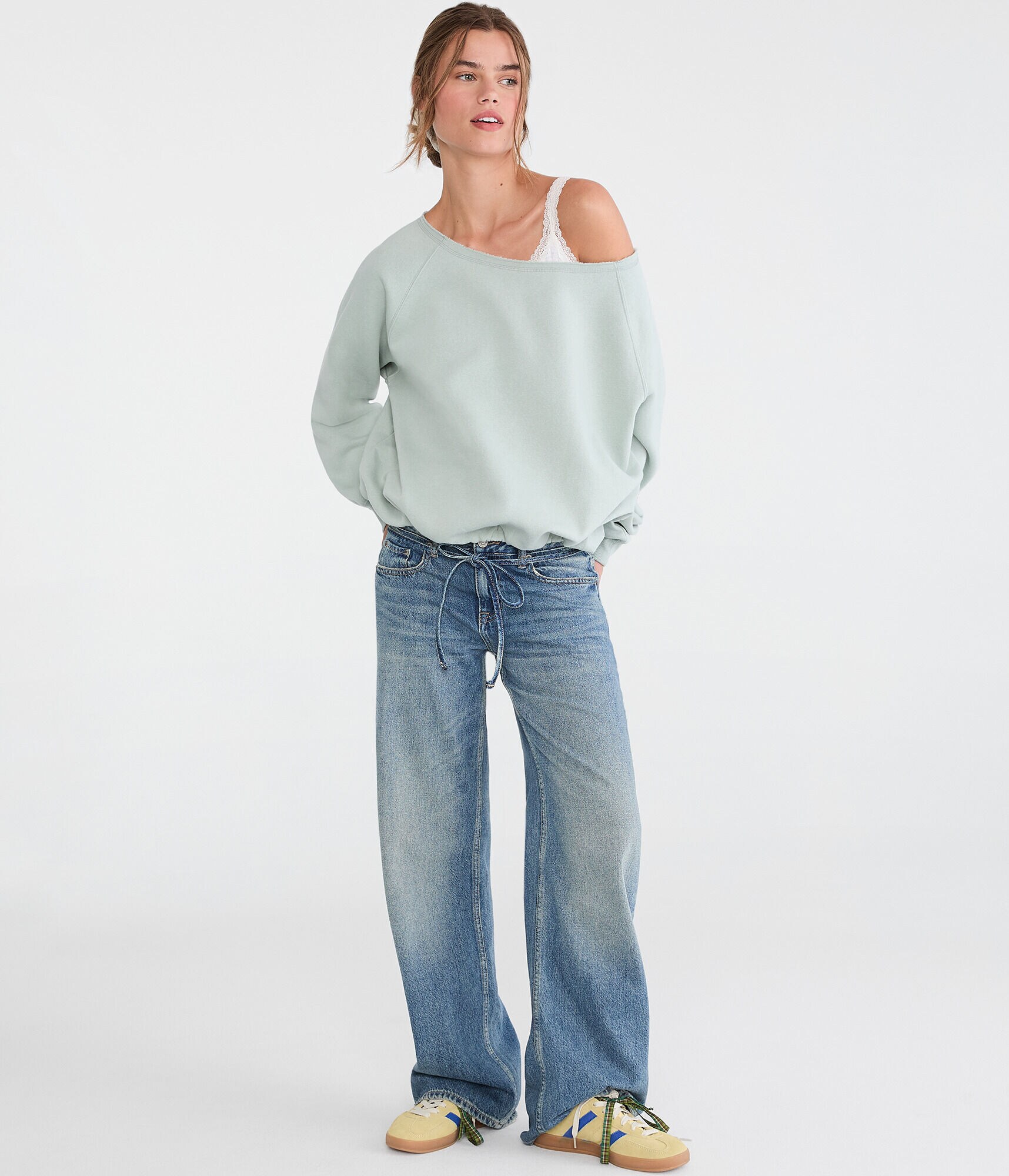 Cloud Soft Slash-Neck Bubble Sweatshirt