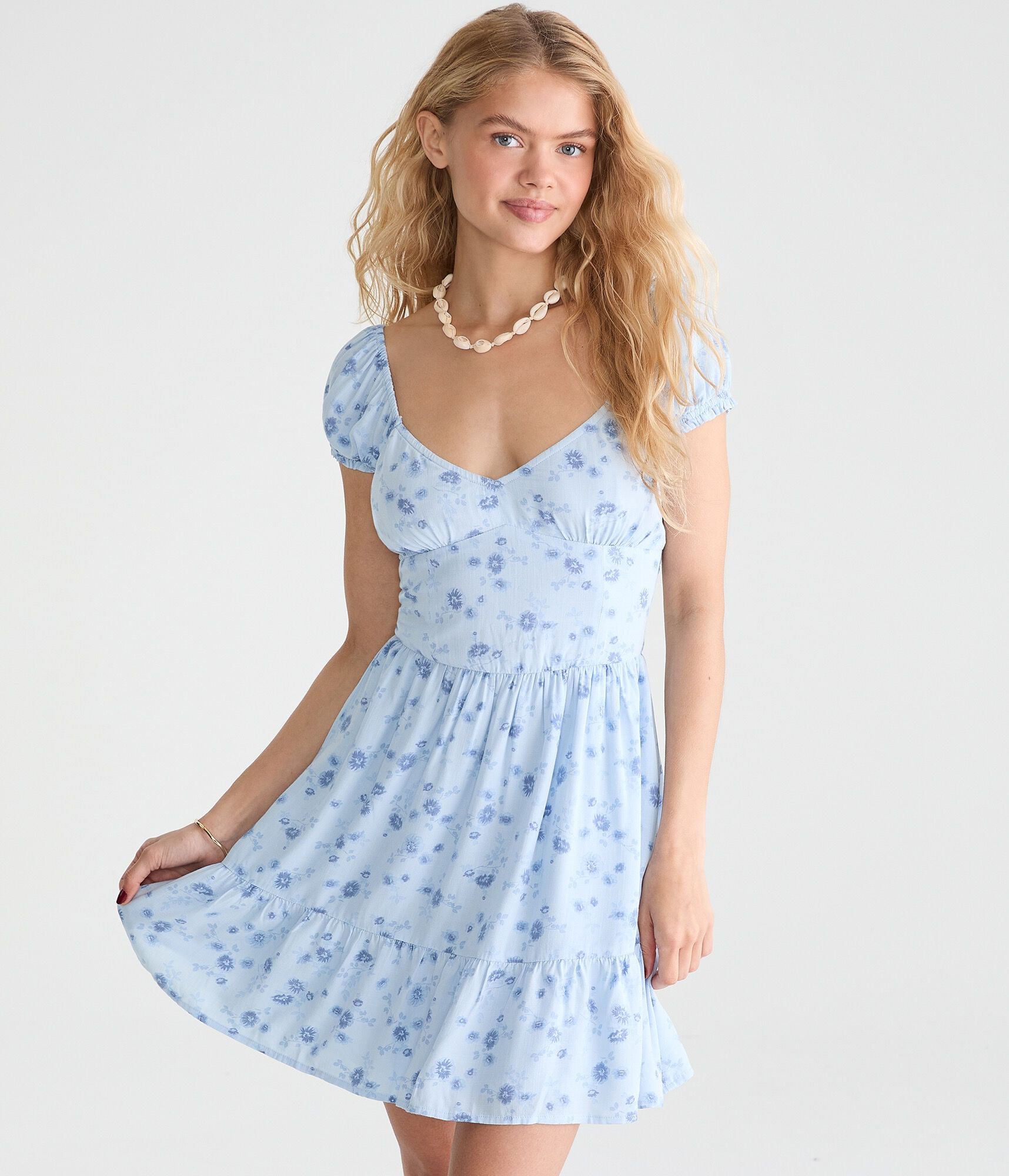 Floral V-Neck Fit &amp; Flare Mini Dress